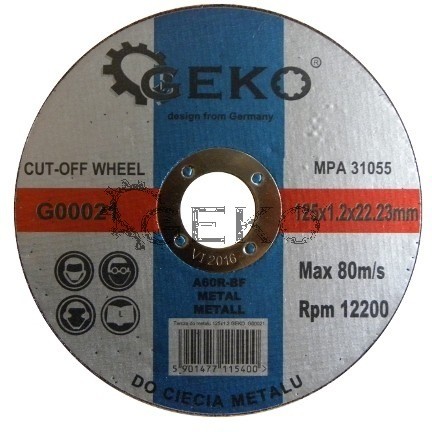 Geko fém vágókorong  125x 1,2x 22mm