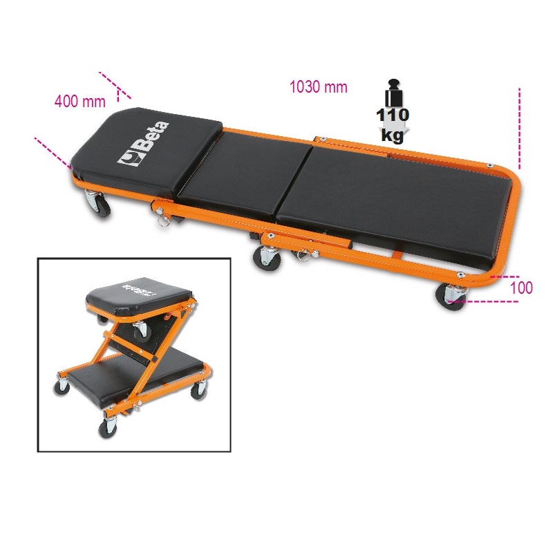 BETA 2in1 gurulós aláfekvő és műhelyszék, 150 kg teherbírás