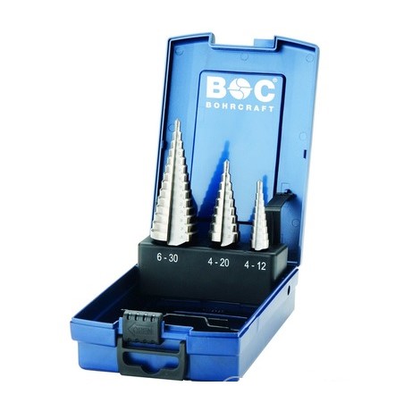 Bohrcraft lépcsős lemezfúró készlet HSS, 4-12; 4-20; 4-30mm