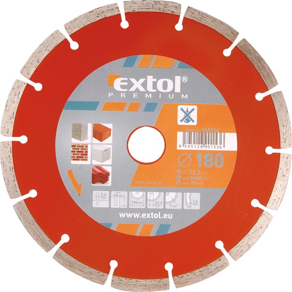 Extol Premium gyémántvágó tárcsa 115 "" 22,2mm, szegmentált