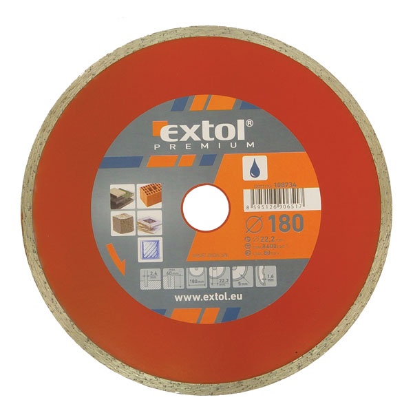Extol Premium gyémántvágó csempevágáshoz; 230x22,2mm, sima