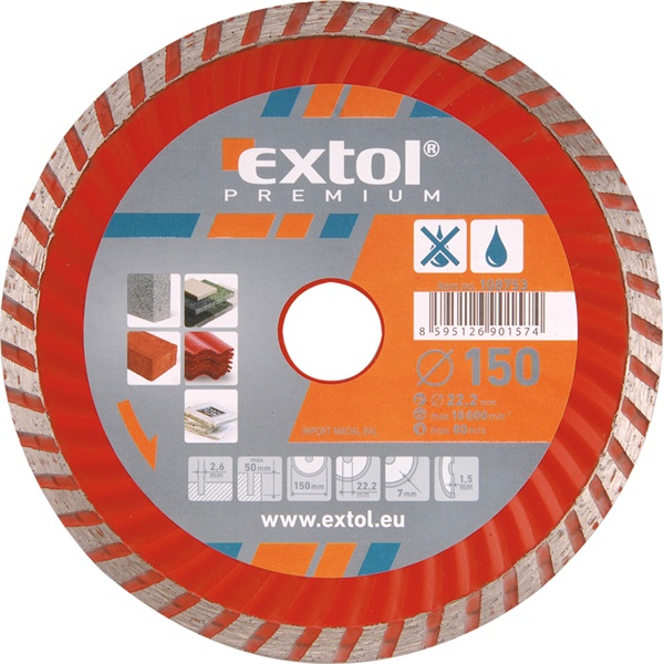 Extol Premium Turbo gyémántvágó tárcsa 230mm, gránit/kerámiára
