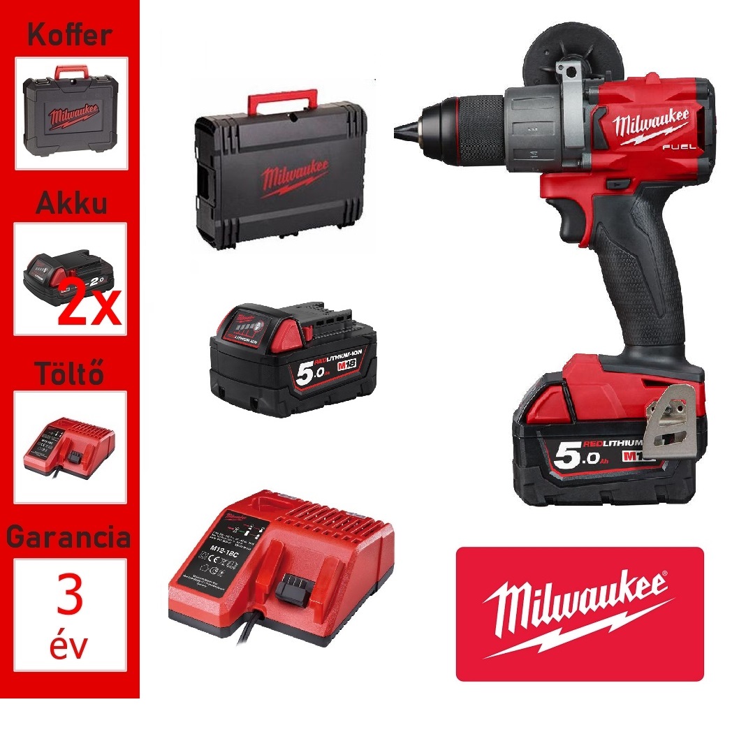 Milwaukee akkus fúrócsavarozó 135Nm 2x5,0Ah akku + koffer