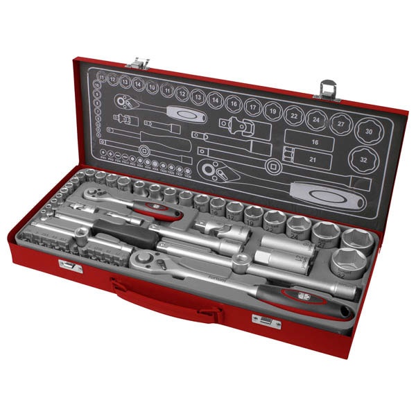 Fortum dugókulcs klt. 1/2", 1/4", 50db, 61CrV5; mattkróm