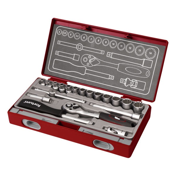 Fortum Multi Lock univerzális dugókulcs klt. 1/4", 19db; 61CrV
