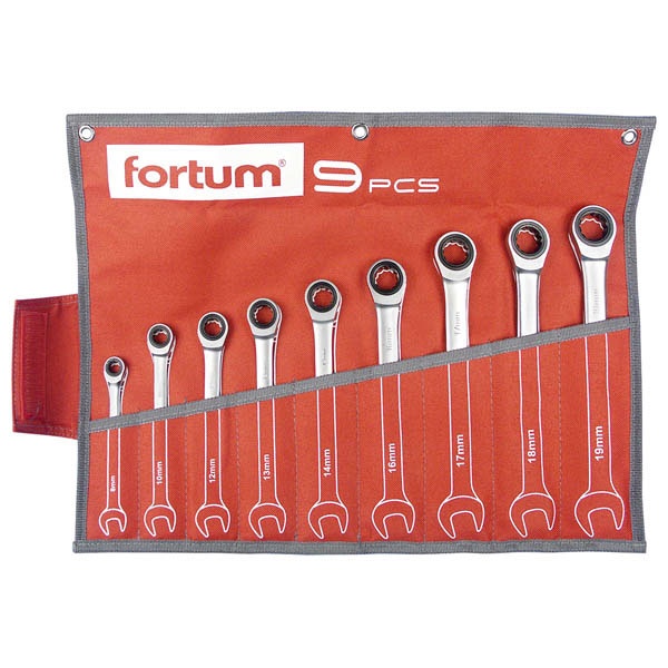 Fortum racsnis csillag-villáskulcs klt., 9 részes, 72 fog