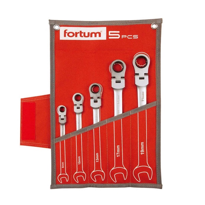 Fortum 5részes csuklós racsnis csillag-villás kulcs klt. 8-19