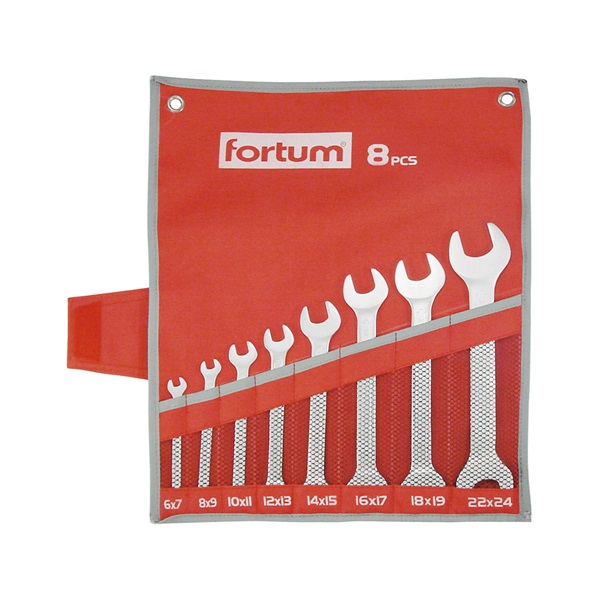Fortum villáskulcs készlet, 8 részes 6-24mm, vászon tartó