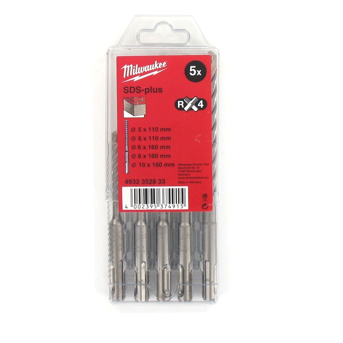 Milwaukee 5 részes RX4 SDS-Plus közetfúró készlet