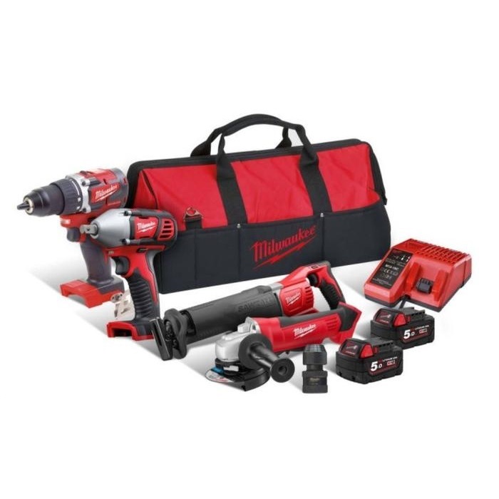 Milwaukee M18 akkus erőcsomag, 4 gép + 2akku + töltő