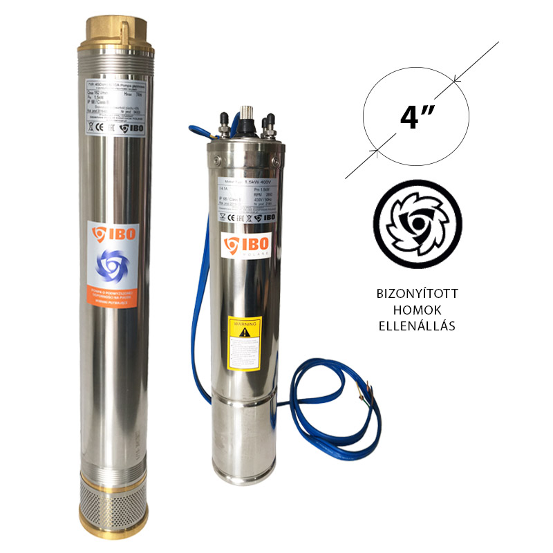 IBO csőkút szivattyú 4" homoktűrő 400V 1500W 9720L/óra