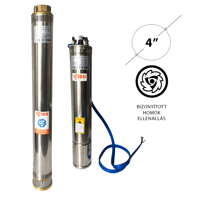 IBO csőkút szivattyú 4" homoktűrő 400V 2200W 9720L/óra