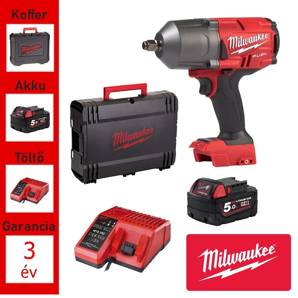 Milwaukee akkus ütvecsavarozó 1/2"(5.0Ah/18V), 1356Nm