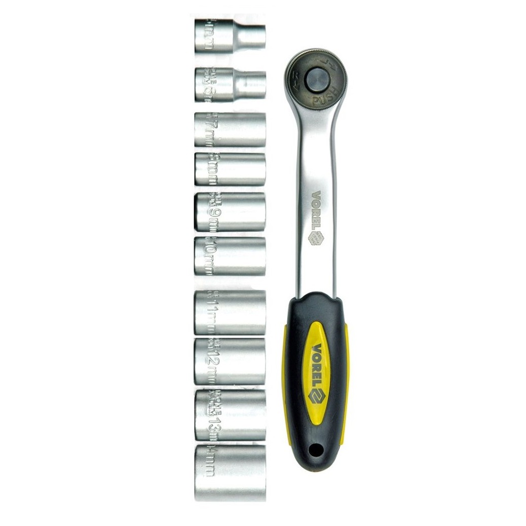 Vorel 11 részes racsnis dugókulcsklt. 1/4" 5-14mm
