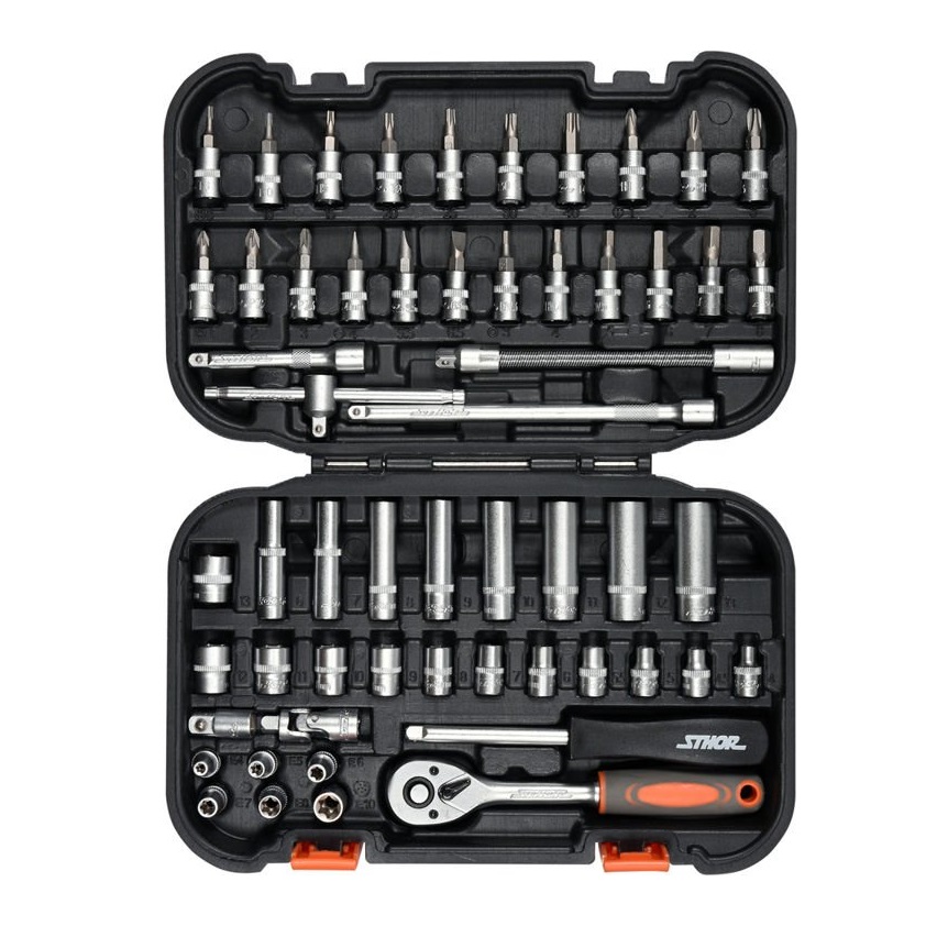 STHOR dugókulcs készlet 56 részes 1/4"-os racsnis, 4-13mm