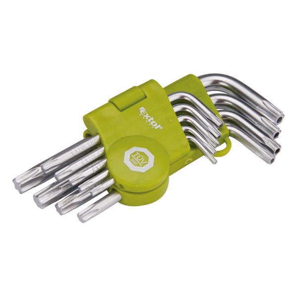 Extol 9 részes rövid torx kulcs klt., T10-T50
