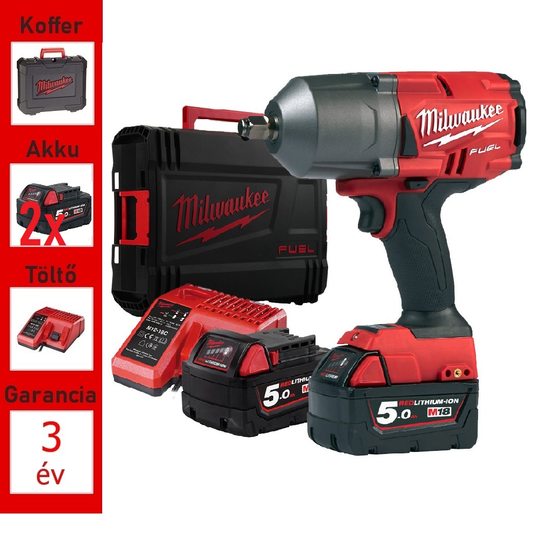 Milwaukee akkus ütvecsavarozó 1/2"(2x5.0Ah/18V), 1356Nm