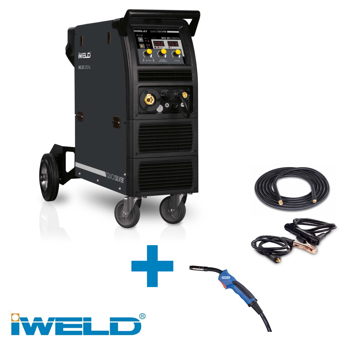 Iweld 250 A-os inverteres MMA / MIG hegesztő + tartozékok