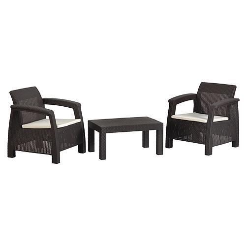STR rattan terasz szett (asztal, 2 szék) CAYMAN, bézs