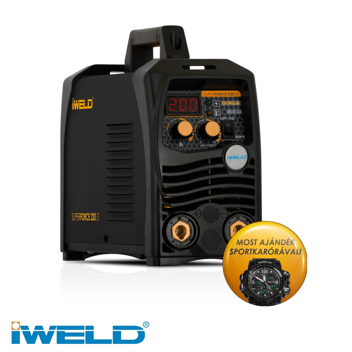 Iweld Gorilla 200 Amperos inverteres hegesztő + munkakábelek