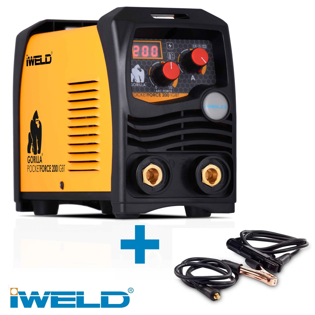 Iweld Gorilla 200 Amperos inverteres MMA hegesztő + munkakábelek
