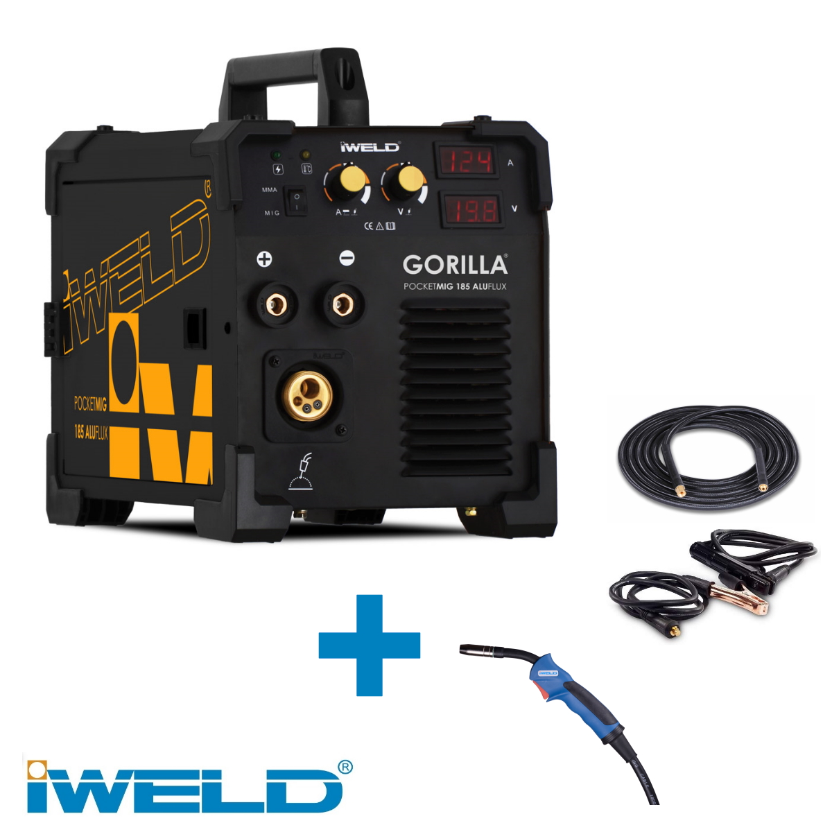 Iweld Gorilla 170A-os MIG/MMA inverteres CO hegesztő + tartozékok