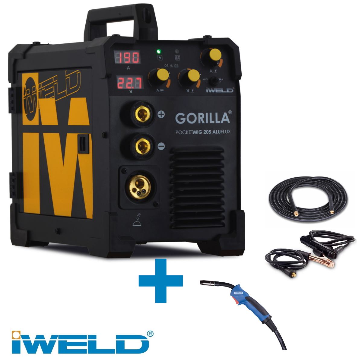 Iweld Gorilla 190A-os MIG/MMA ALUFLUX CO hegesztő + tartozékok