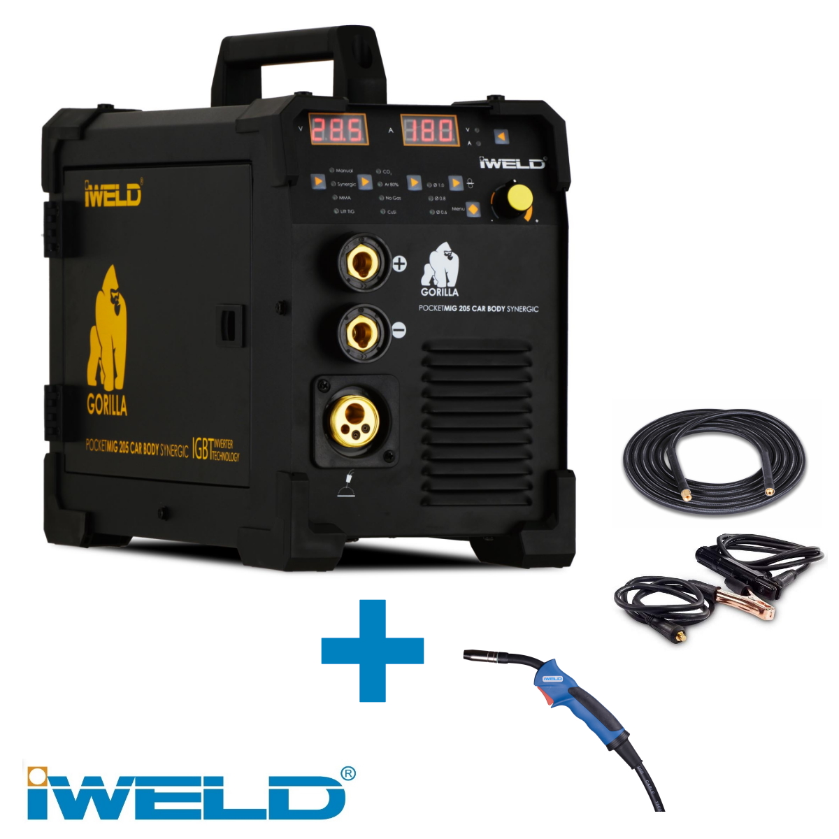 Iweld Gorilla 190A-os MIG/MMA inverteres szinergikus hegesztő szett