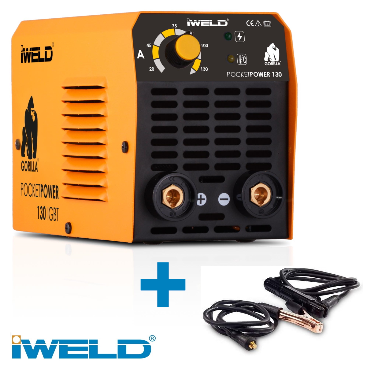 Iweld Gorilla 120 Amperos inverteres MMA hegesztő + munkakábelek