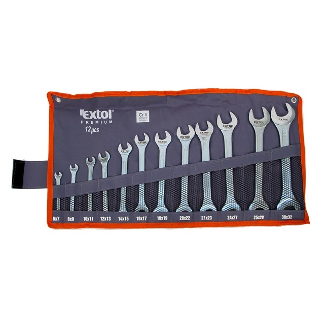 Extol 12 részes villáskulcs klt vászon tartóban, 6-32mm