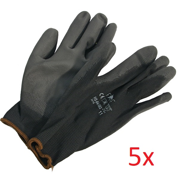 Kötött kesztyű fekete nylon, XXL-es méret, 11`( 5pár)