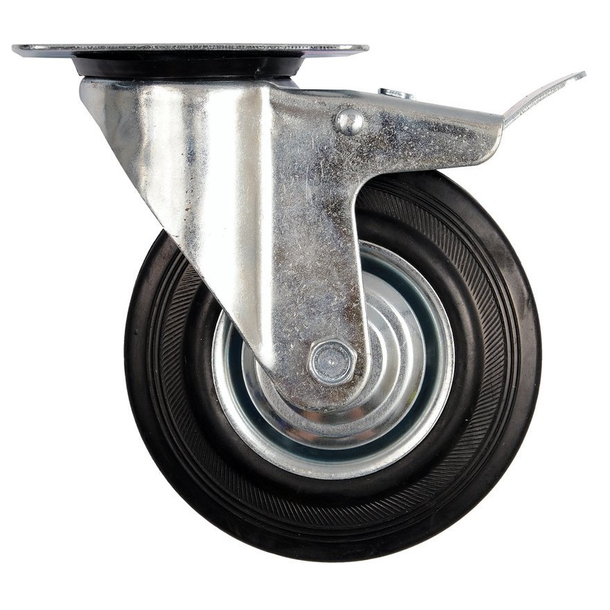 Vorel 100mm fékezhető forgóvillás tömörgumi kerék, 60 kg-ig
