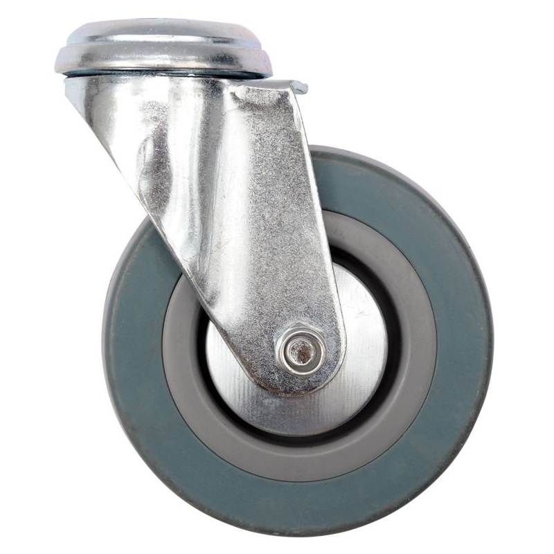 Vorel forgó villás ipari kerék tömör gumi 125 mm, furatos