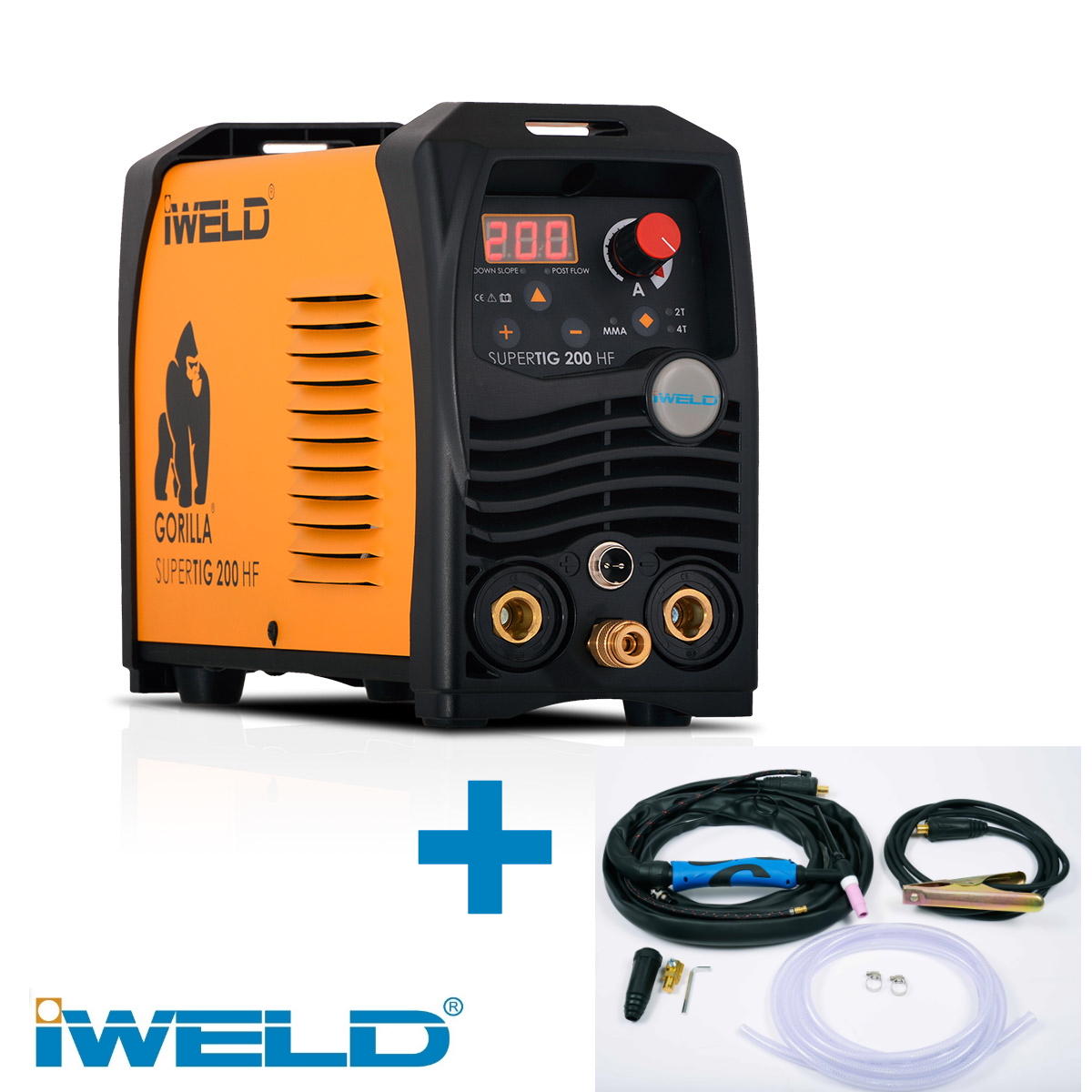 Iweld Gorilla Supertig 200 A-os inverteres hegesztő + tartozékok