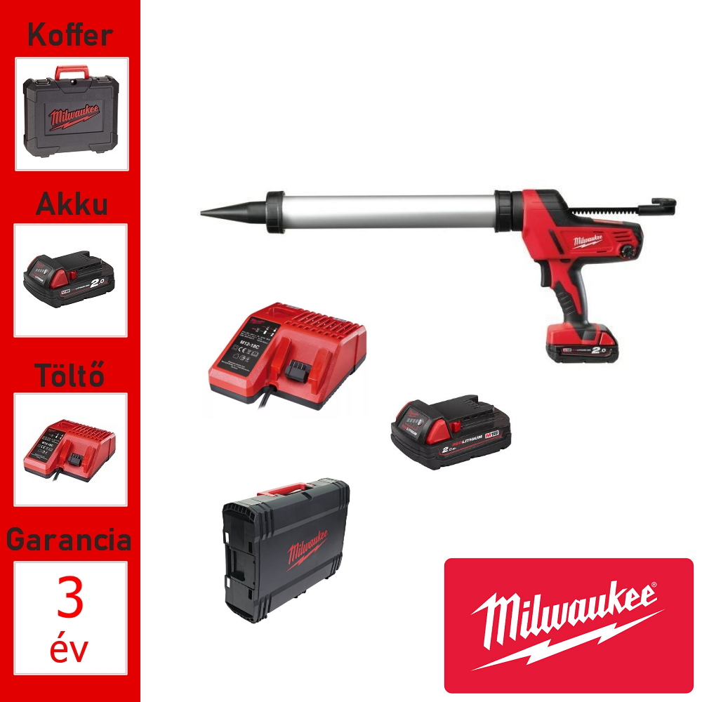 Milwaukee 18V akkus kinyomópisztoly 600ml alu tubus + akku, töltő,