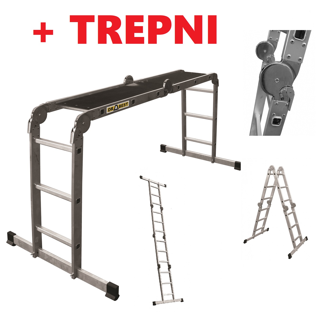 Drabest PRO 4x3 fokos multifunkciós létra+ TREPNI