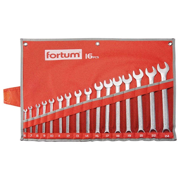 Fortum csillag-villás kulcs klt. 16db, 6-24mm 61CrV5, mattkróm