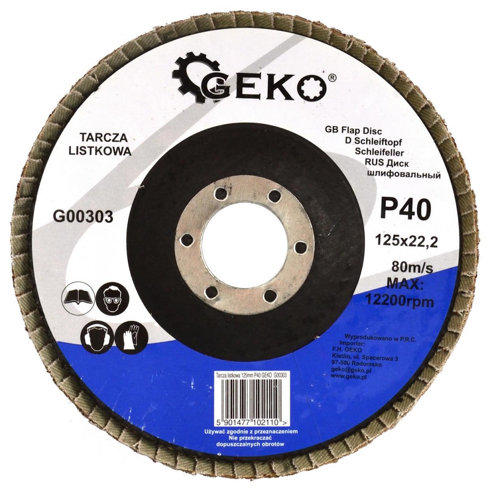 Geko lamellás csiszoló korong 125x22 P40