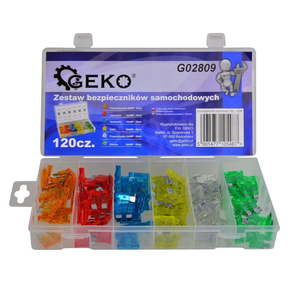 GEKO autós biztosíték készlet 120 db-os