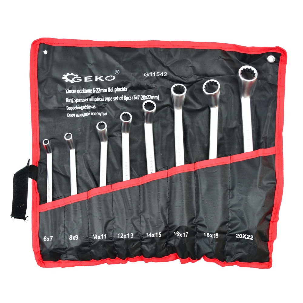 Geko csillagkulcs készlet 8db; 6-22mm, CrV, vászon tartóban