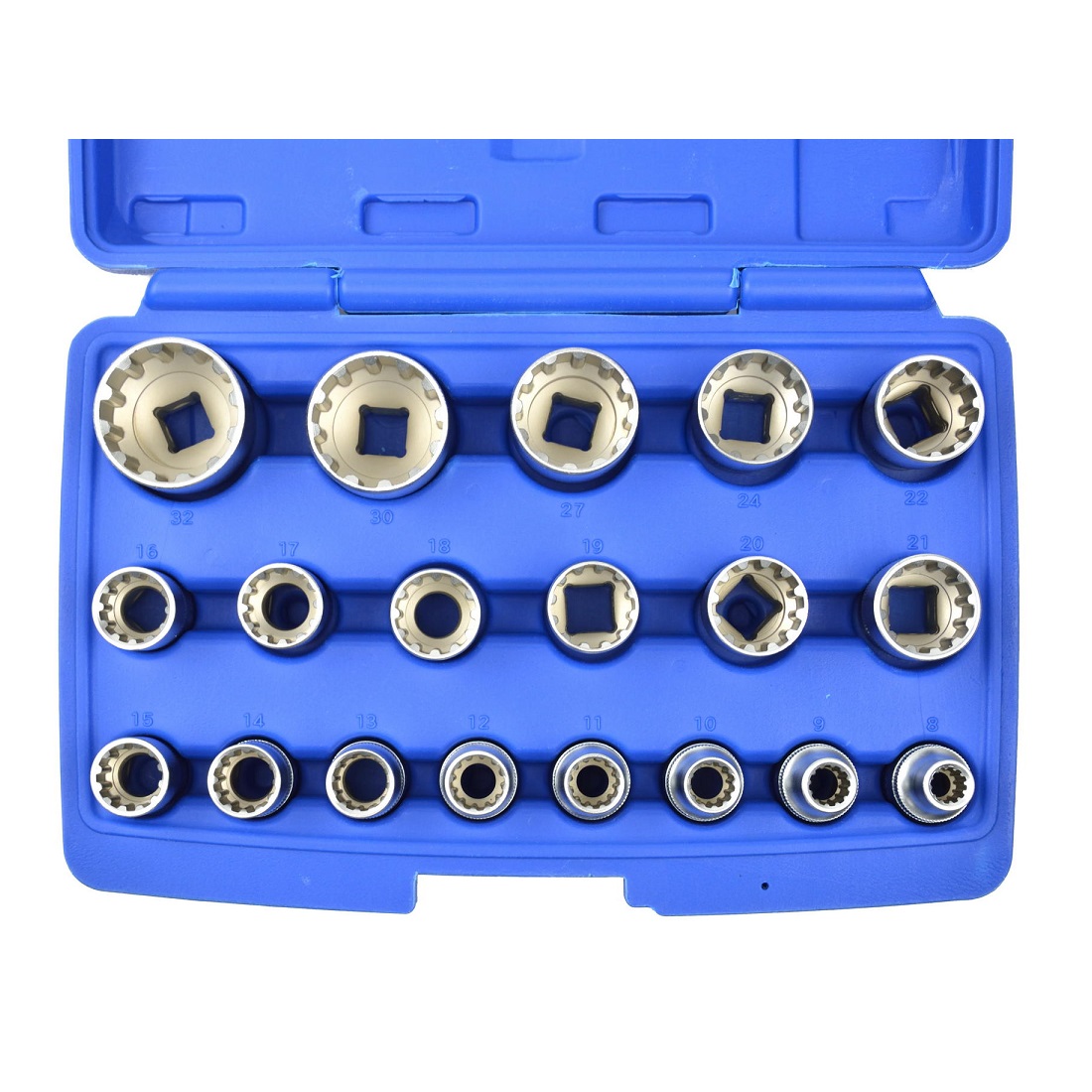 Geko 19 db-os univerzális 12 szögű dugókulcs készlet 1/2", 8-32mm