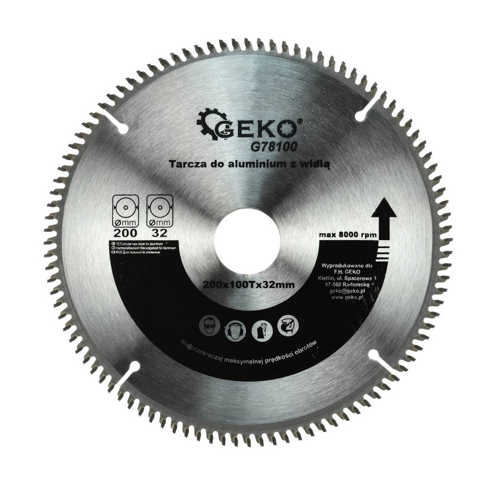 GEKO körfűrészlap színesfémekhez 200x32mm 100T