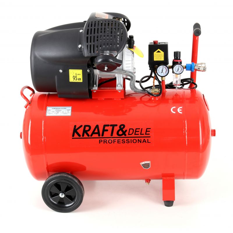 Kraft&Dele 100 literes 2 hengeres olajos kompresszor 3 kW, 530L/min