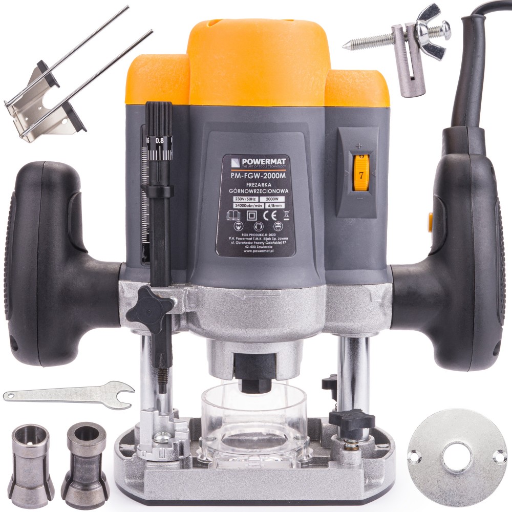 Powermat 2000 W-os felsőmaró , 6/8mm