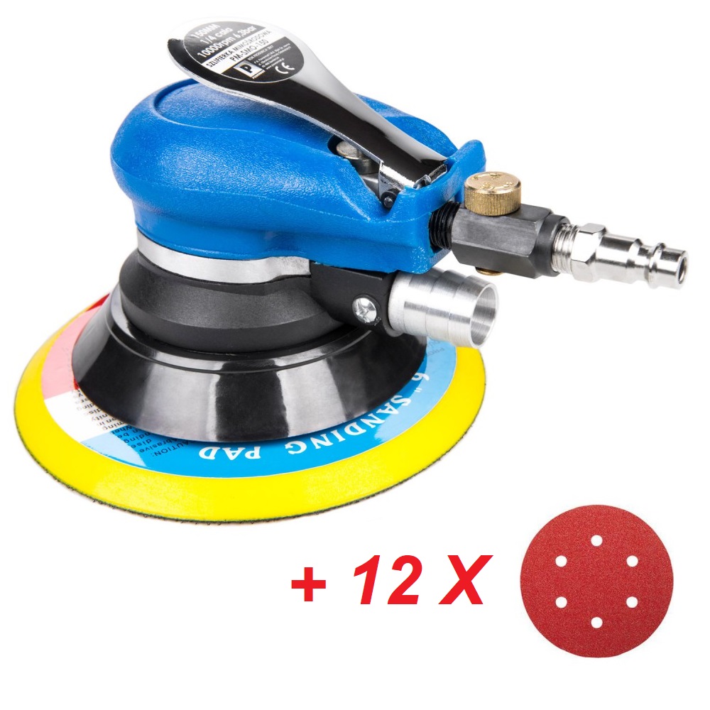 Powermat pneumatikus excenter csiszoló Ø150 mm + 12 csiszolópapír