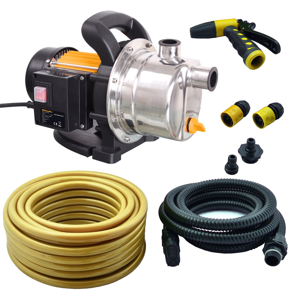 Riwall kerti inox szivattyú szett 1000W 3500L/óra