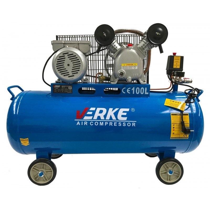 Verke 100 literes 2 hengeres 8 Bar-os olajos kompresszor, 230V