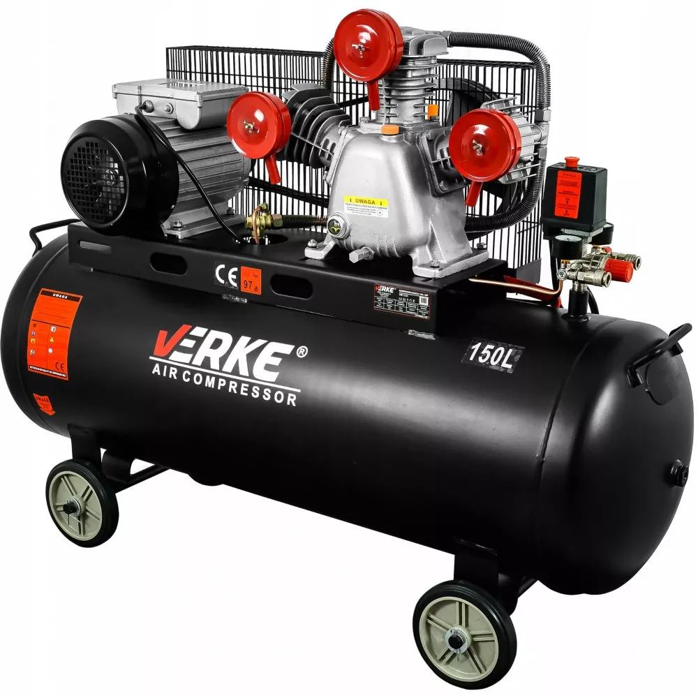 Verke 150 L-es 3 hengeres 8 Bar-os olajos kompresszor, 360L/min