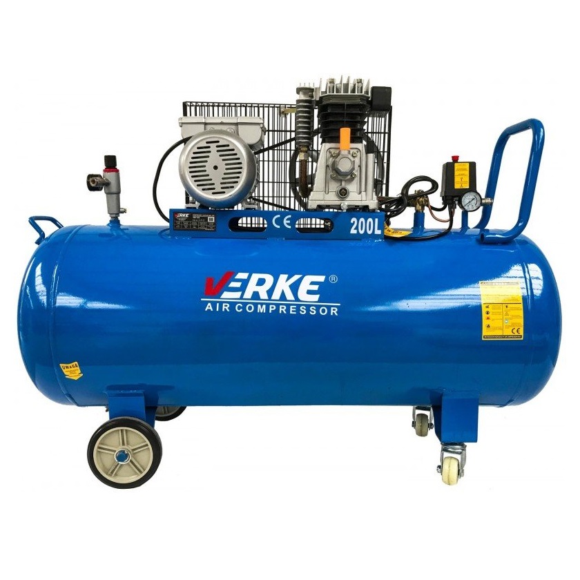 Verke 200 L-es 2 hengeres 8 Bar-os olajos kompresszor, 330L/min