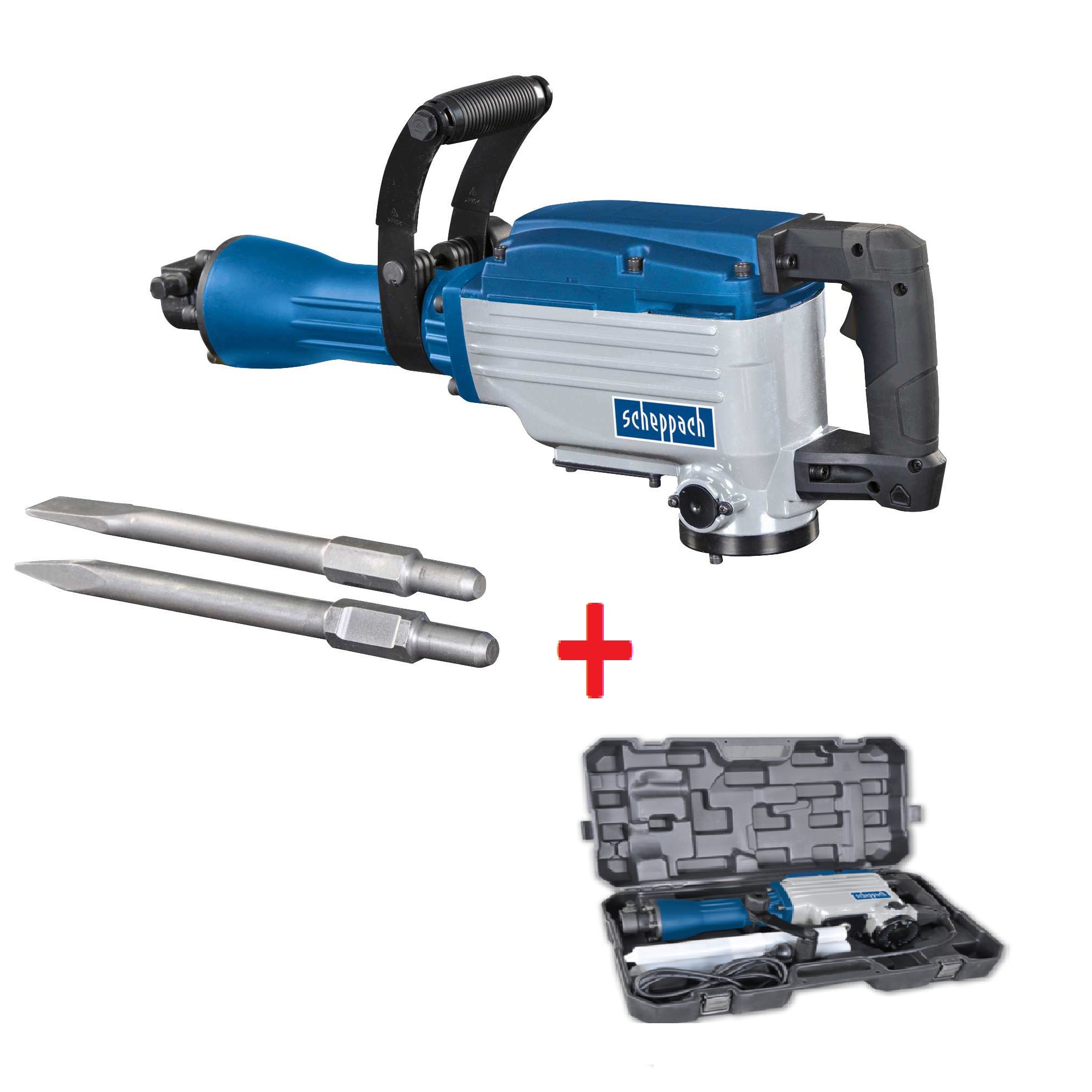 Scheppach 1600 W-os bontókalapács, 47 Joule+ szárak+koffer
